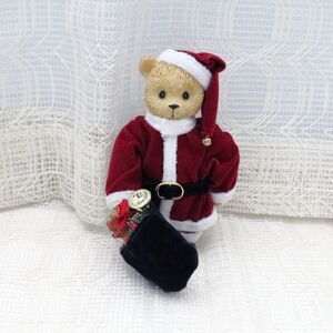 Vintage Bear Figure With Red Santa Jacket and Bag of Toys, Christmas Decoration